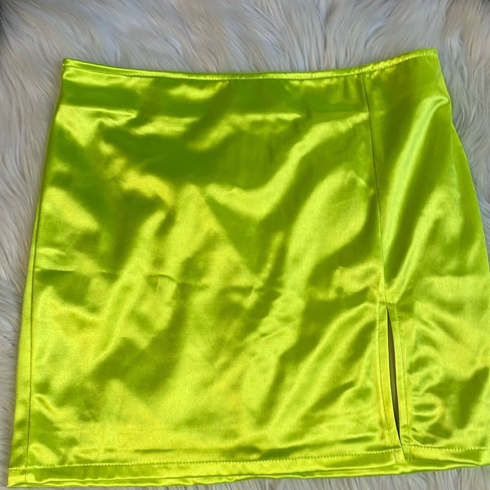COPY - NWT Neon yellow mini skirt size small Soft like satin